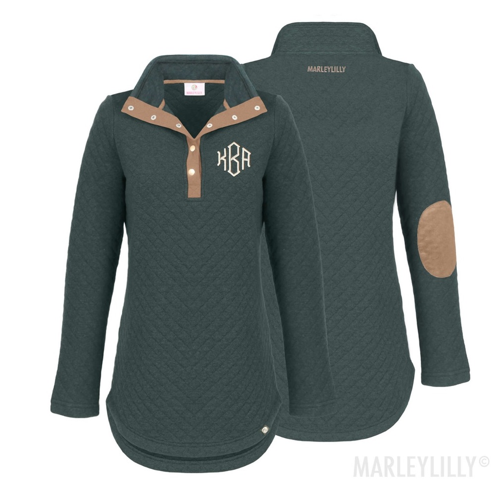 Monogrammed Quilted Pullover Tunic, Initials-MEM